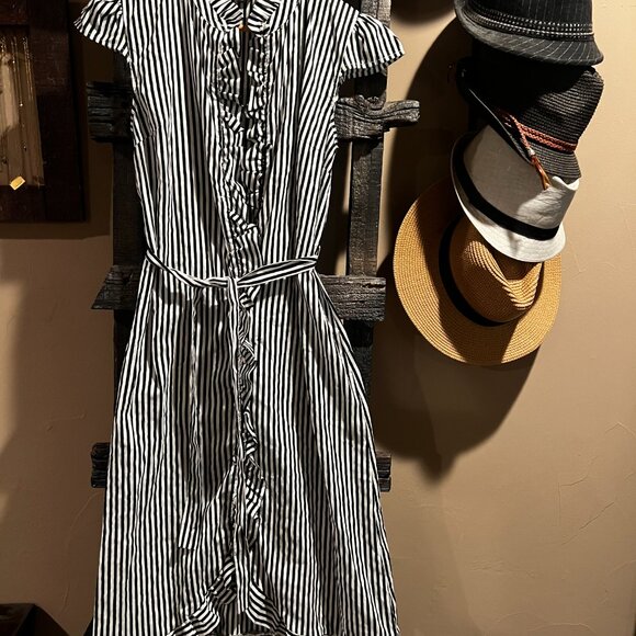 Who What Wear Black & White Stripe Midi Dress Size Small - Picture 8 of 8